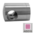 Crossbar holder - polished AISI316, 40x40x2/d10mm