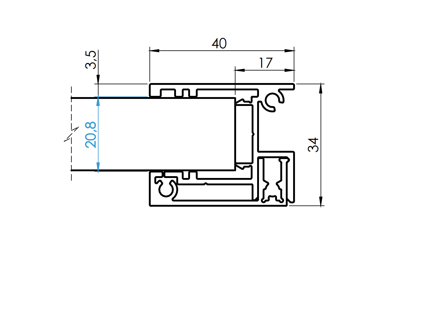 Satz Aluminium-Zaunadapter für Füllungen 20 - 1200mm