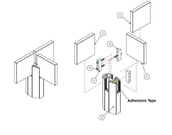 Endpfosten, Oberverankerung - Ecke - grade alu R