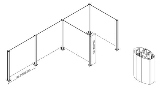 Endpfosten, Oberverankerung - Ecke - grade alu R