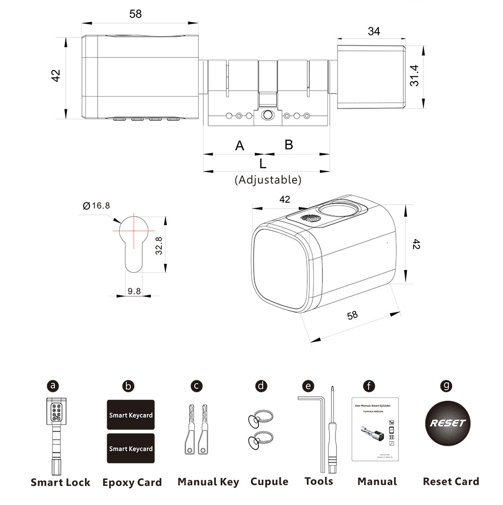 Vložka cylindrická obojstranná 60-120mm SMART