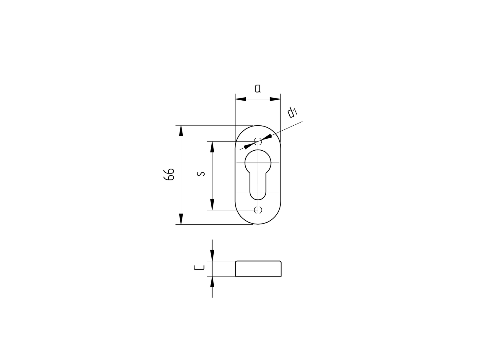 Drückerrosette 67x31, PVC