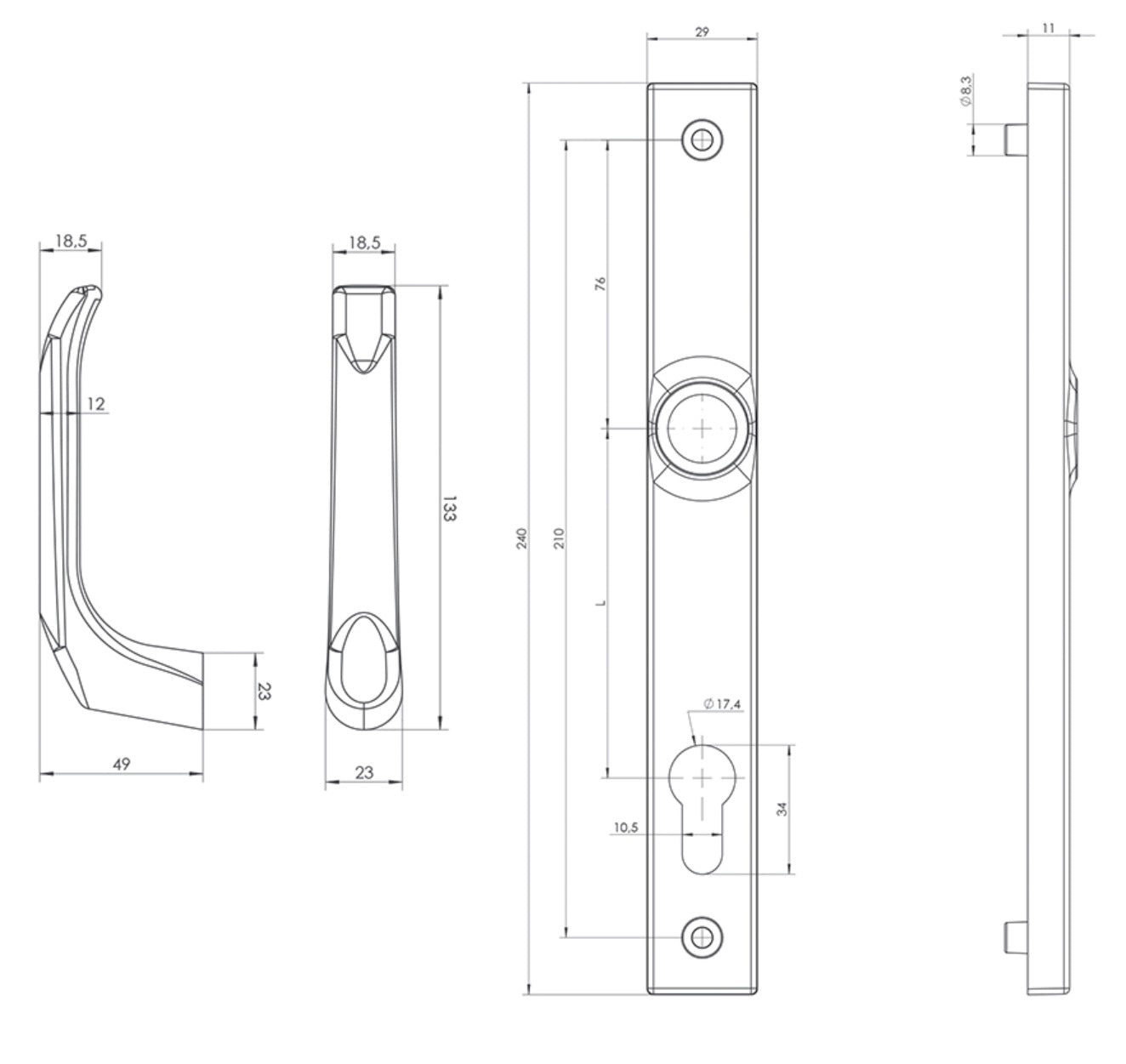 Sada kľučka - kľučka so štítkom AL profi