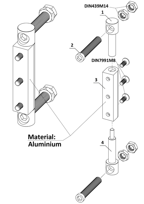 Verstellbares Scharnier zum Anschrauben, Edelstahl/Aluminium