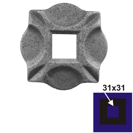 Rosette mit Öffnung 100x100, 31x31, t10mm