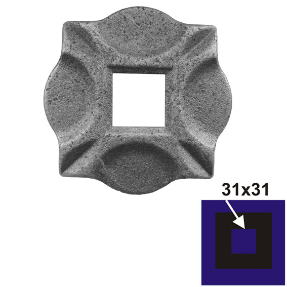Rosette mit Öffnung 100x100, 31x31, t10mm