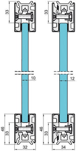 Laufschienenrohr für Glasschiebetür - Set 3m AISI