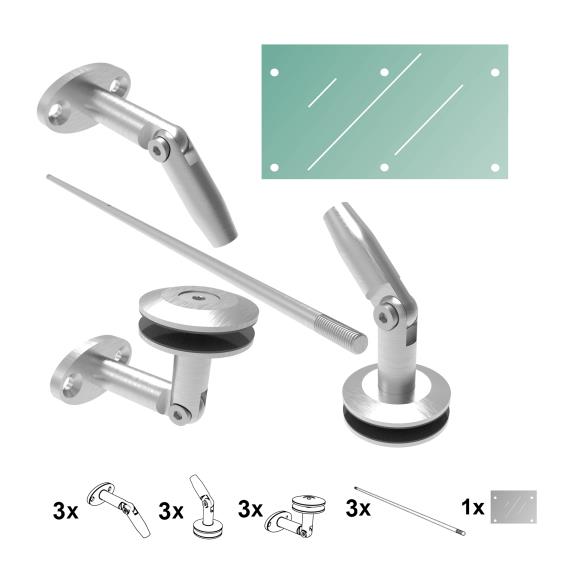 Vordachsystem, AISI 316, Satz mit Glass AISI316, M