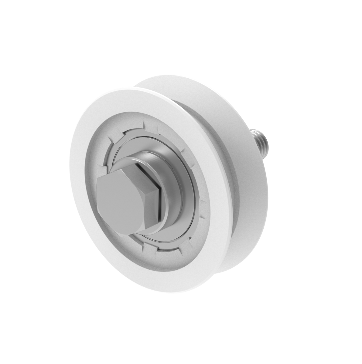Laufrolle mit „V“ profil mit stütze und lager, INOX / NYLON, D60