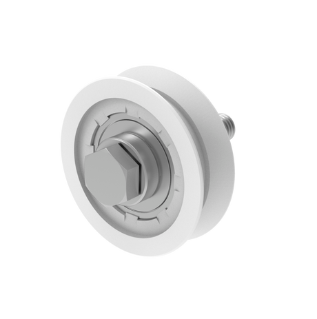 Laufrolle mit „V“ profil mit stütze und lager, INOX / NYLON, D80