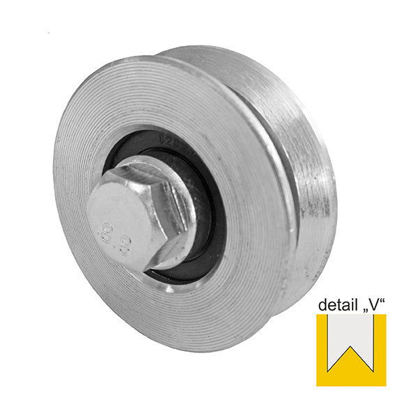 Schiebetorrolle mit V-Rille mit 2-Kugellager Zn, D