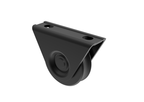 Schiebetorrolle mit Außenstützplatte und U-Rille, D60, Schwarz