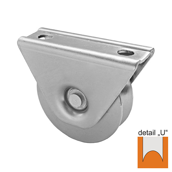 Schiebetorrolle mit Außenstützplatte und U-Rille D90