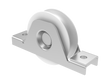 Laufrolle mit „U“ profil mit stütze und lager, INOX / NYLON, D80mm