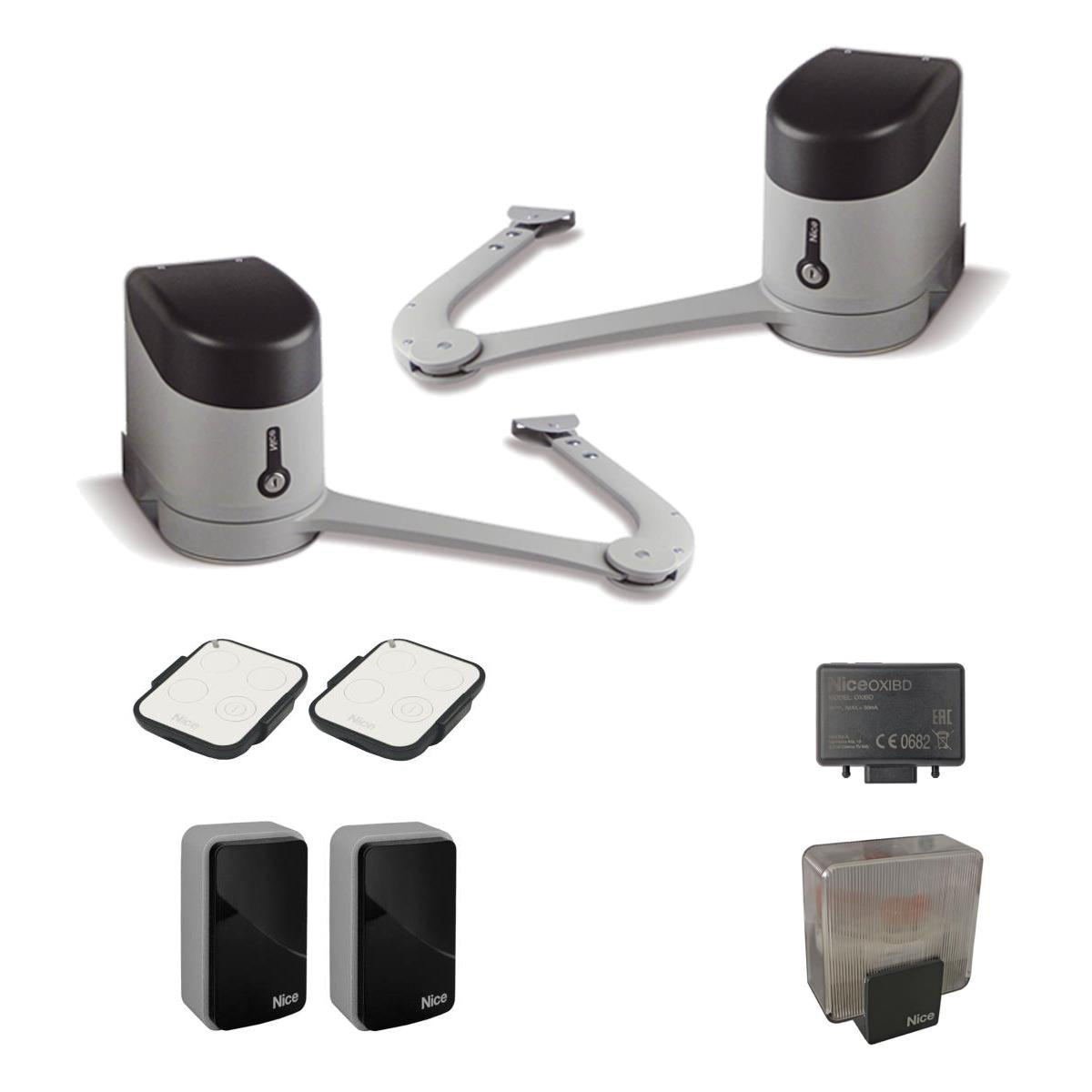 Nice Scharnierantrieb für ein zweiflügeliges Tor, ausgestattet mit