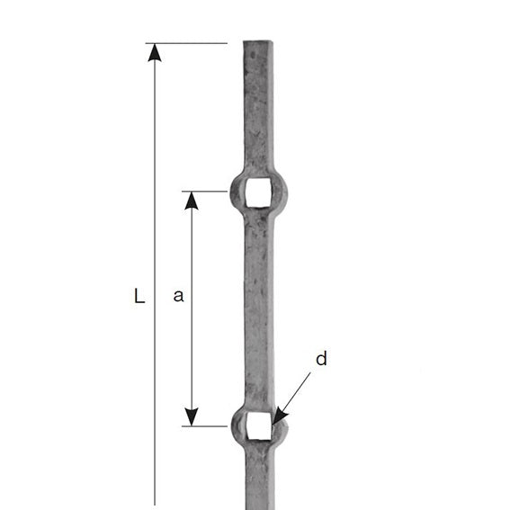 Prievlak 16x16, d17x17 a150, L2000mm
