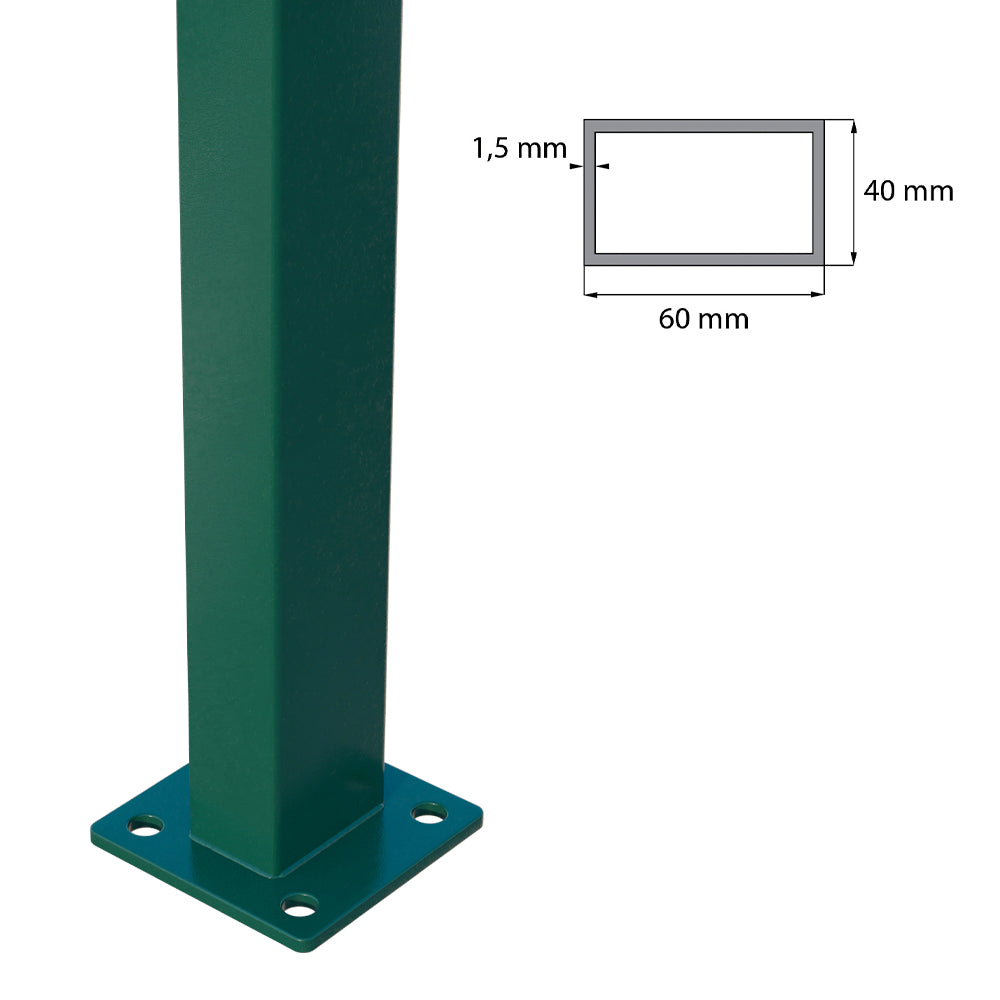Post 60x40mm with ZnPVC base 1400mm green