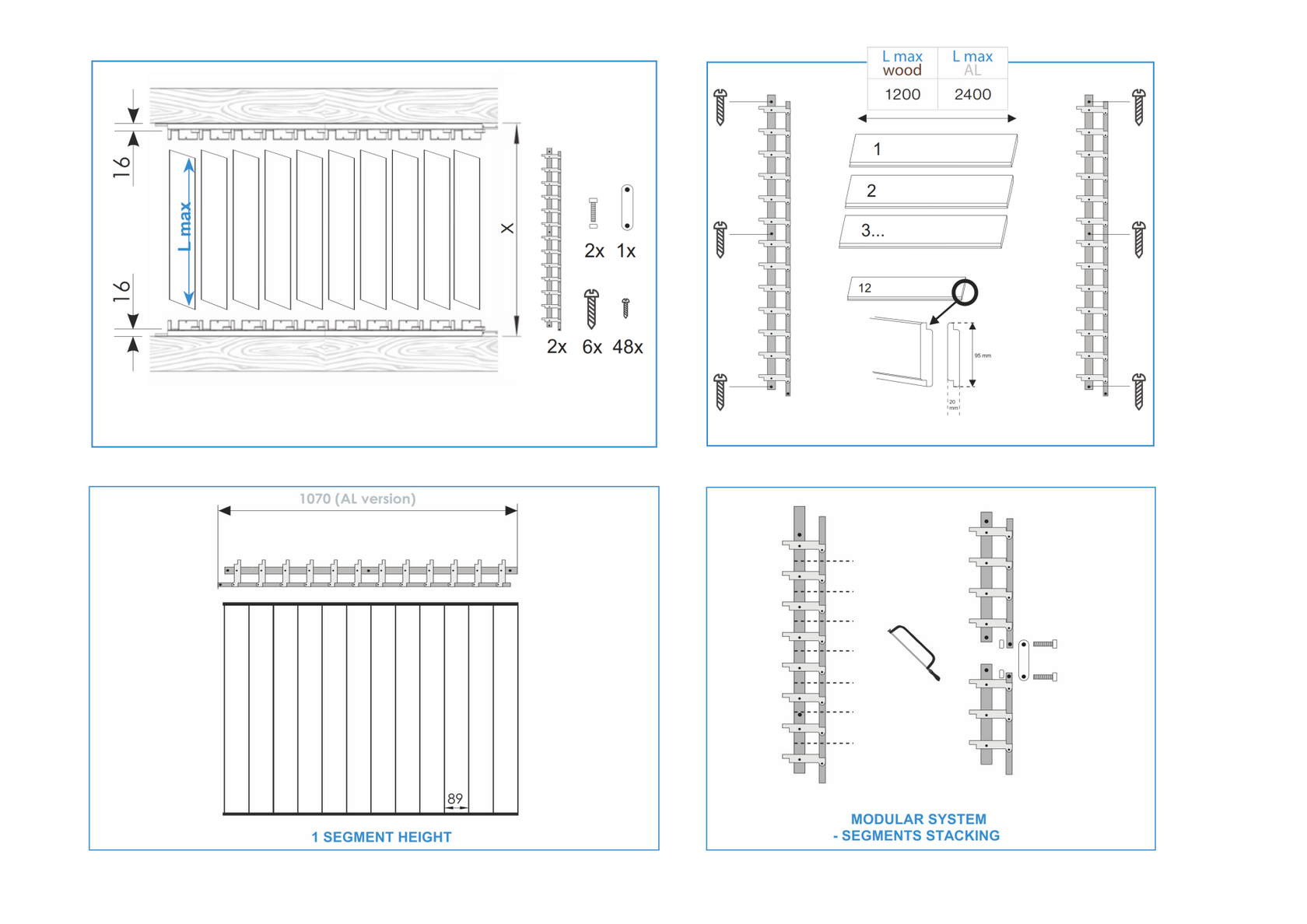 Bewegliches Aluminiumsystem – vertikal, Jalousie – Paar (links + rechts)