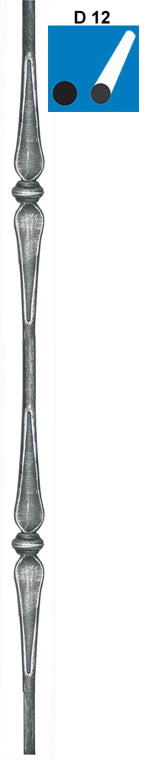 Zierstab mit 2x Element h900, b35, D12mm