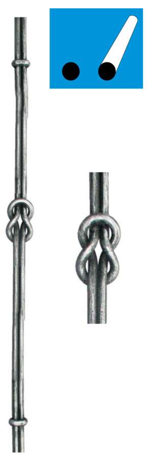 Zierstab mit Element h1020, b50, 2xD12mm
