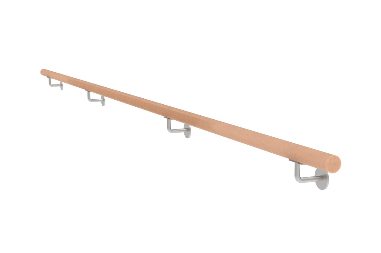 Holzhandlauf BUCHE und Edelstahlhalterungen, L4000mm