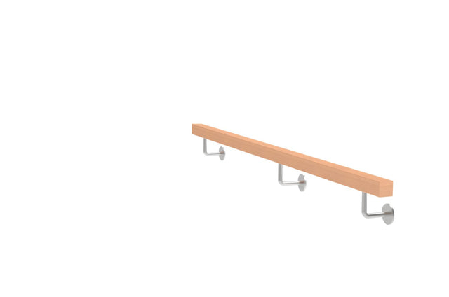 Holzhandlauf BUCHE und Edelstahlhalterungen, JP40x40mm/L2000mm