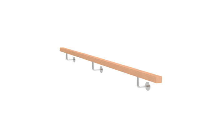 Holzhandlauf BUCHE und Edelstahlhalterungen, JP40x40mm/L2500mm