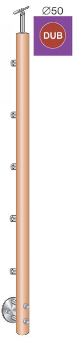 Pfosten EICHE (OAK) D50mm, 5xd12mm, h=100cm, BK-Treppe