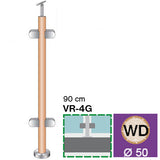 Stab EICHE (OAK) D42,4mm, 4xHalter, h=90cm, VK-rechts