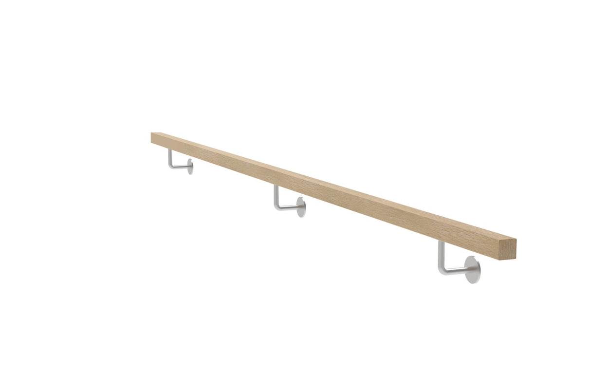 Holzhandlauf EICHE - KEILVERZINKT und Edelstahlhalter, JP40x40mm/L3000mm