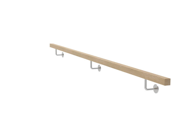 Holzhandlauf EICHE - KEILVERZINKT und Edelstahlhalter, JP40x40mm/L3000mm