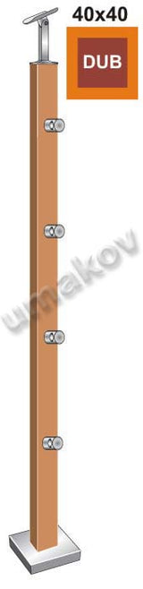 Pfosten, Eiche, JP 40x40, v=90cm, VK-Treppe DUB (O