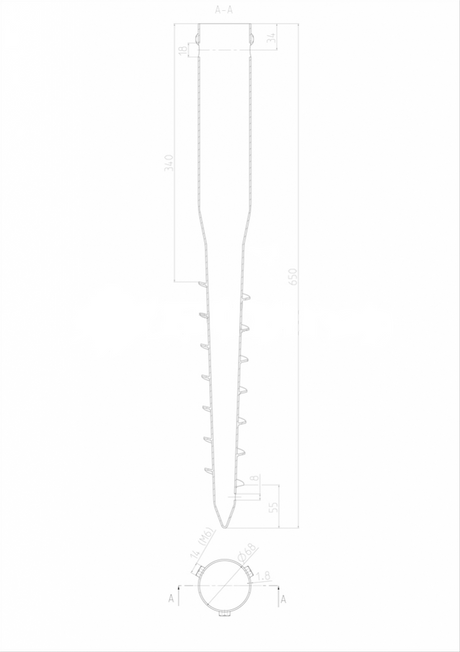Schraubfundament Zn 68x1,8x650mm, 3xM8